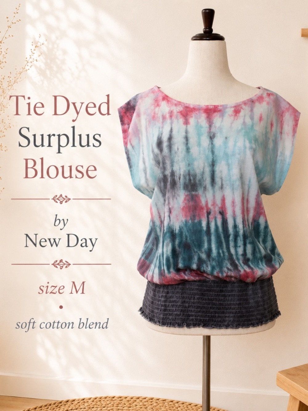 Tie Dyed Surplus Sleeveless Blouse Size M